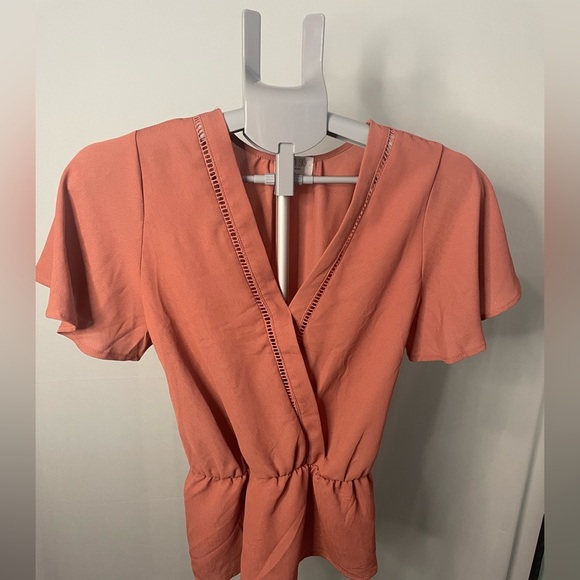 Sienna Sky, Floral Wrap, Flutter-Sleeve Top, Size M Terracotta, (Women) - Picture 2 of 8